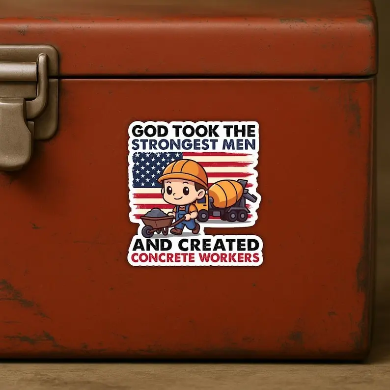 American Flag Concrete Finisher Stickers – Construction Worker Vinyl Decals