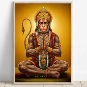 Hanuman Art, Hanuman Painting, Jai Bajarang Bali, Hanuman Art, Hindu God, Hindu God Wall Art, Digital Print of Hanuman 20x30inch(50x75cm)Unframe Canvas Poster Colorful Decor Room Gifts Religious Ornaments Decoration Photo