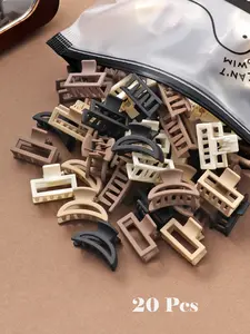 20Pcs Small Cute Square Hair Clips 2.5cm, Brown Cartoon Mini Hair Clips For Daily Hairstyle, Hair Accessories Elegant Claw Clip Summer Outfits, Super Cute Clips