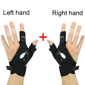 1 Pair Right and Left Charged Gloves Outdoor Hiking Fingerless Gloves with LED Light Waterproof Flashlight Glove Party Does not apply