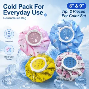 Reusable Liquid Filling Ice Pack Pad, 6 Inch & 9 Inch Cold Hot Therapy, Leak-Proof Design, Elegant Print, 2 Pcs Per Color