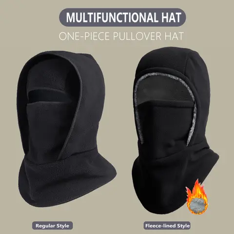 Outdoor Winter Warm Hat Neckband Integrated Cycling Mask Sports Ski Head Cover Neck Windproof Cold One-Piece Pullover Hat