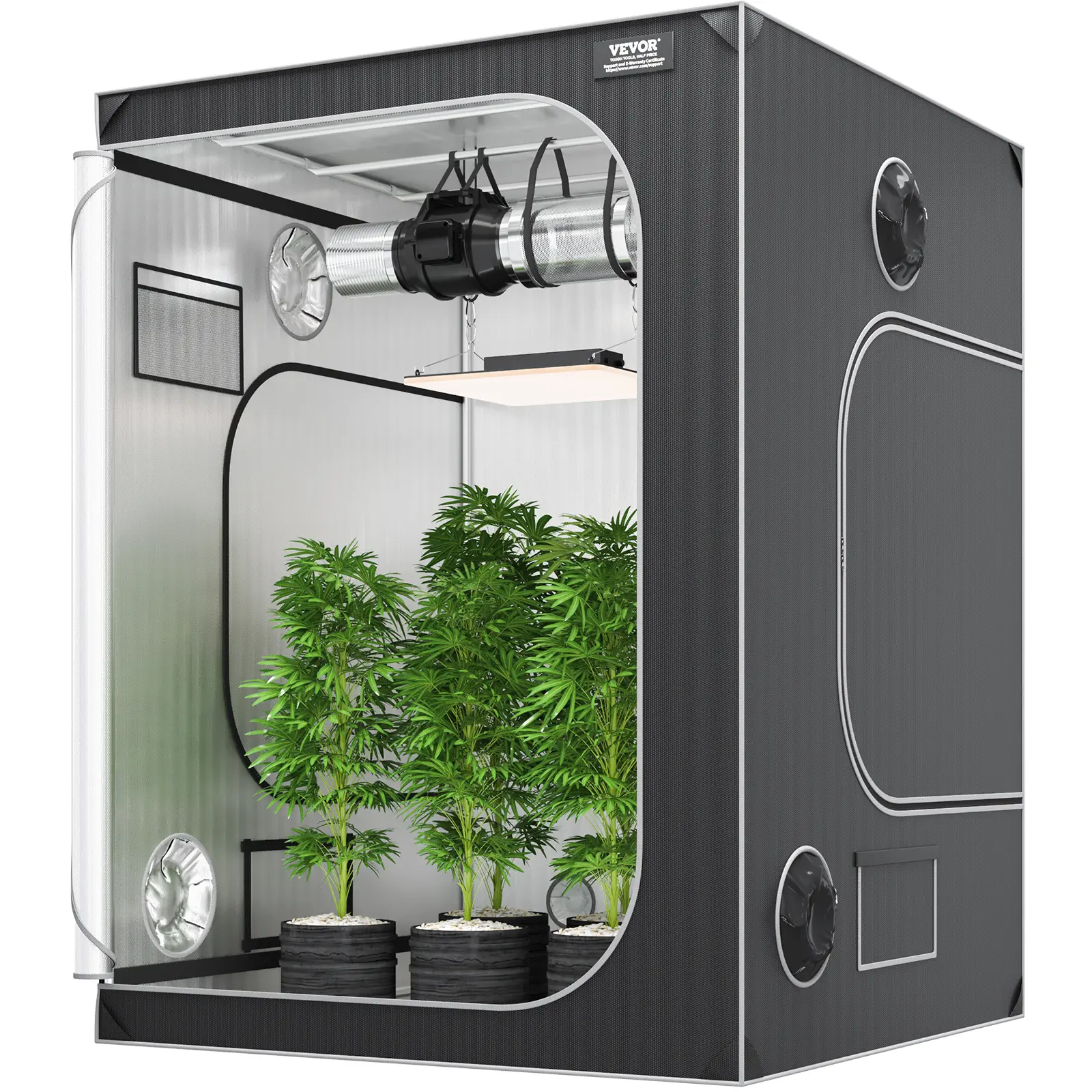 Spring new arrivals 5x5 Grow Tent, 60'' x 60'' x 80'', High Reflective 2000D Mylar Hydroponic Growing Tent with Observation Window, Tool Bag and Floor Tray for Indoor Plants Growing
