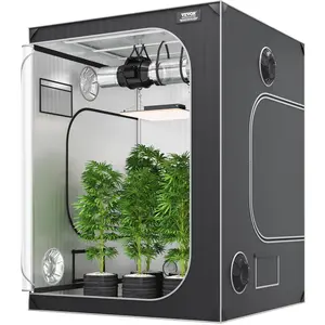 Spring new arrivals 5x5 Grow Tent, 60'' x 60'' x 80'', High Reflective 2000D Mylar Hydroponic Growing Tent with Observation Window, Tool Bag and Floor Tray for Indoor Plants Growing
