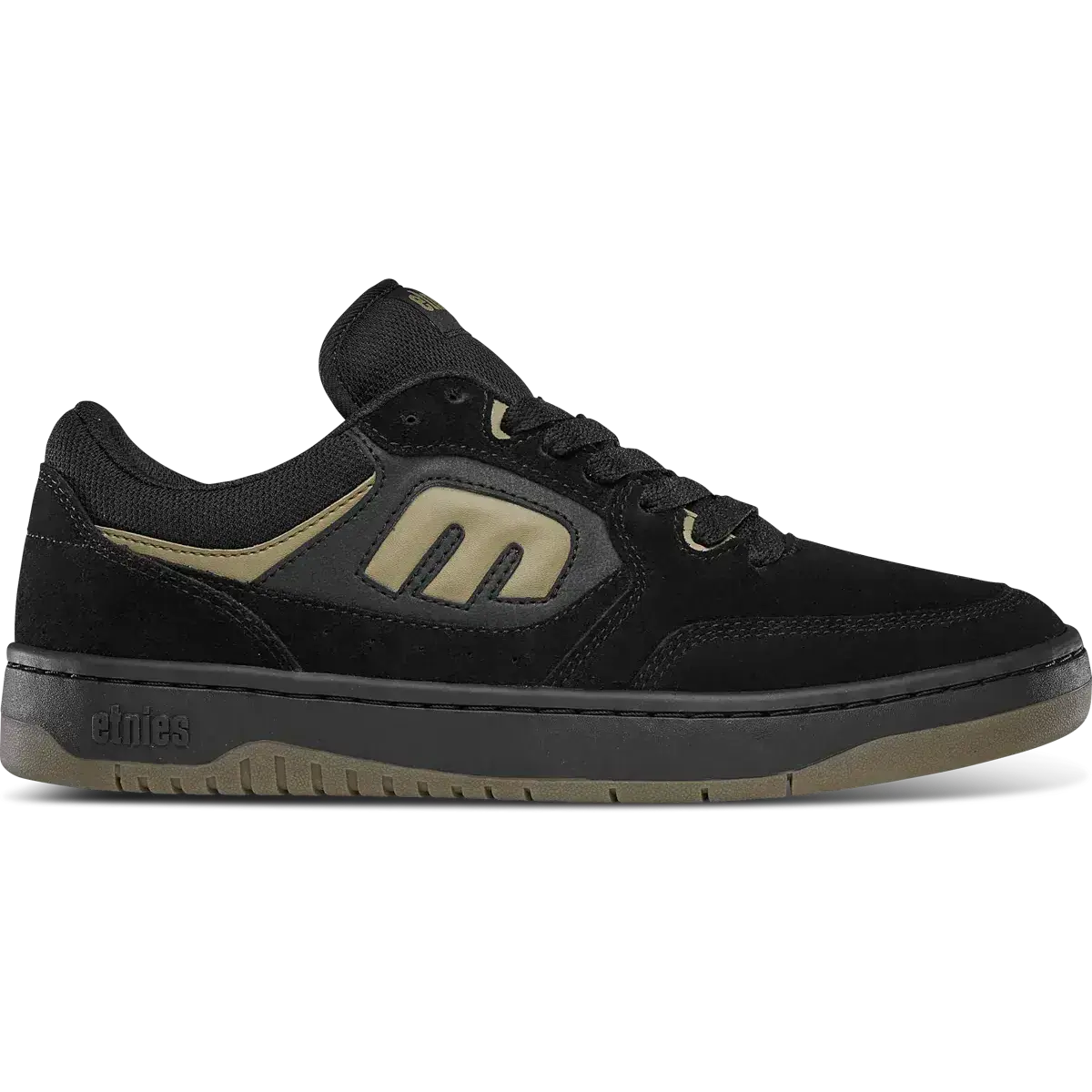 etnies Loot Black/Black/Gum Mens Skate Shoe - Mid-Puff Design, Suede, Synthetic & Textile Upper, STI Comfort Level 2 Insole, EVA Heel Wedge Midsole, Mid-Padded Tongue & Collar, Elastic Tongue Straps, 400 NBS Gum Outsole, Casual, Sneaker, Sports Shoes, Foo