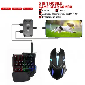 3-in-1 Converter: One-handed keyboard and gaming mouse combo, supports Android/iOS systems, 35 dedicated gaming keys, RGB lighting, membrane keyboard, Led backlit keyboard, ergonomic design, Batteries not included