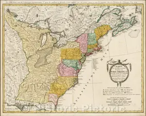 Map of the 13 United States 1784 Historical Map Print
