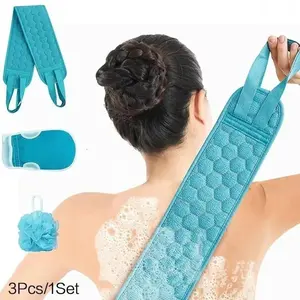 Bathing Accessories Set, 3 Counts/set Including Bath Sponge & Bath Glove & Bath Ball, Body Scrubber for Deep Cleansing & Massage