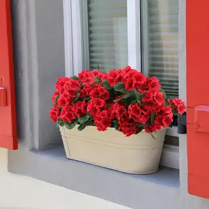 6 Pcs Artificial Geranium Flowers for Outdoors Geranium Silk Red Flower Outdoor UV Resistant Garden Plants Faux Flowers for Christmas Home Kitchen Table Centerpieces Decor (6, Red)