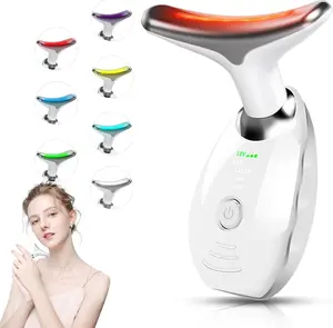 7 Color Face Massager, Portable Face Massager Tool, Based on LED, Thermal, Vibration Technology, Led Face and Neck Beauty Device for Home Use