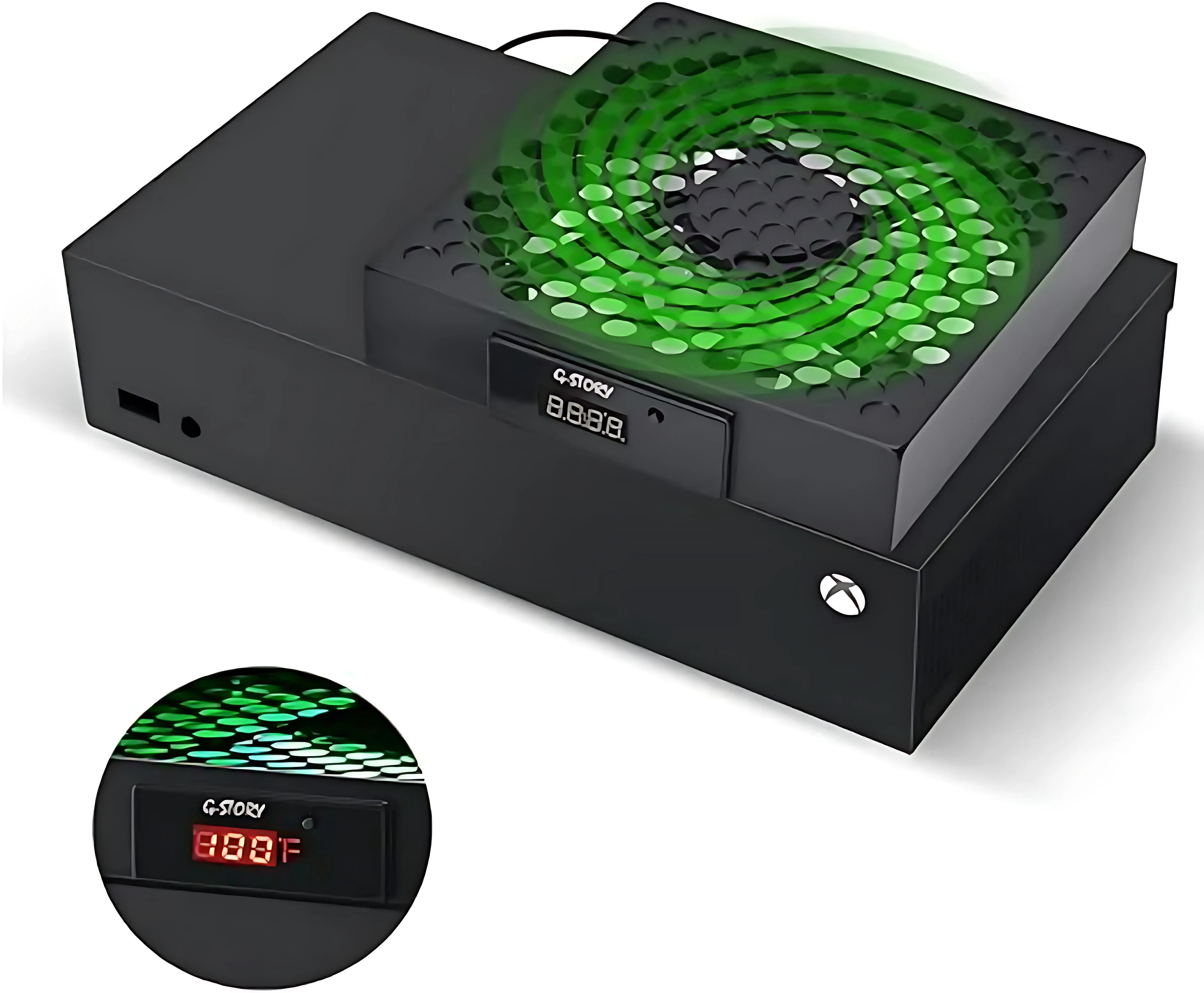 G-STORY Cooling Fan for Xbox Series S, Auto-Temp Control, Custom Fan Speed, 3-Speed (1500/1750/2000RPM) 140MM, Low Noise High Performance, LED Display, RGB Button, Portable Console Accessory, Easy to Install, Extends Console Life, Includes Cable