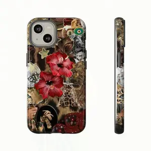 Animal prints, gold accents, Shockproof Magnetic Phone case exotic flowers, and luxurious textures Collage Leopard Phone Case, vibrant collage tough phone case, gift for her for him For iphone 17 promax case 16 15 14 13 12 11