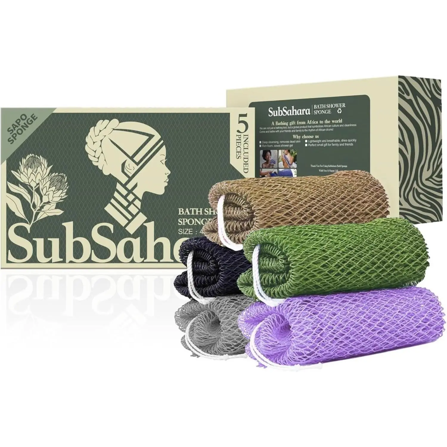 Green,gray,brown,black,purple