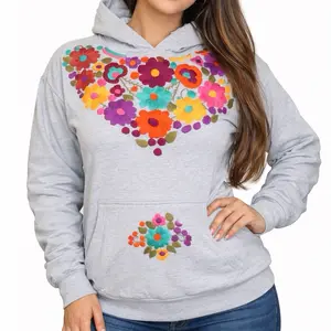 Hand Embroidered Mexican Hoodie Vibrant Floral Design Comfortable Fit Made in Mexico Oversized Fit for M/L & L/XL