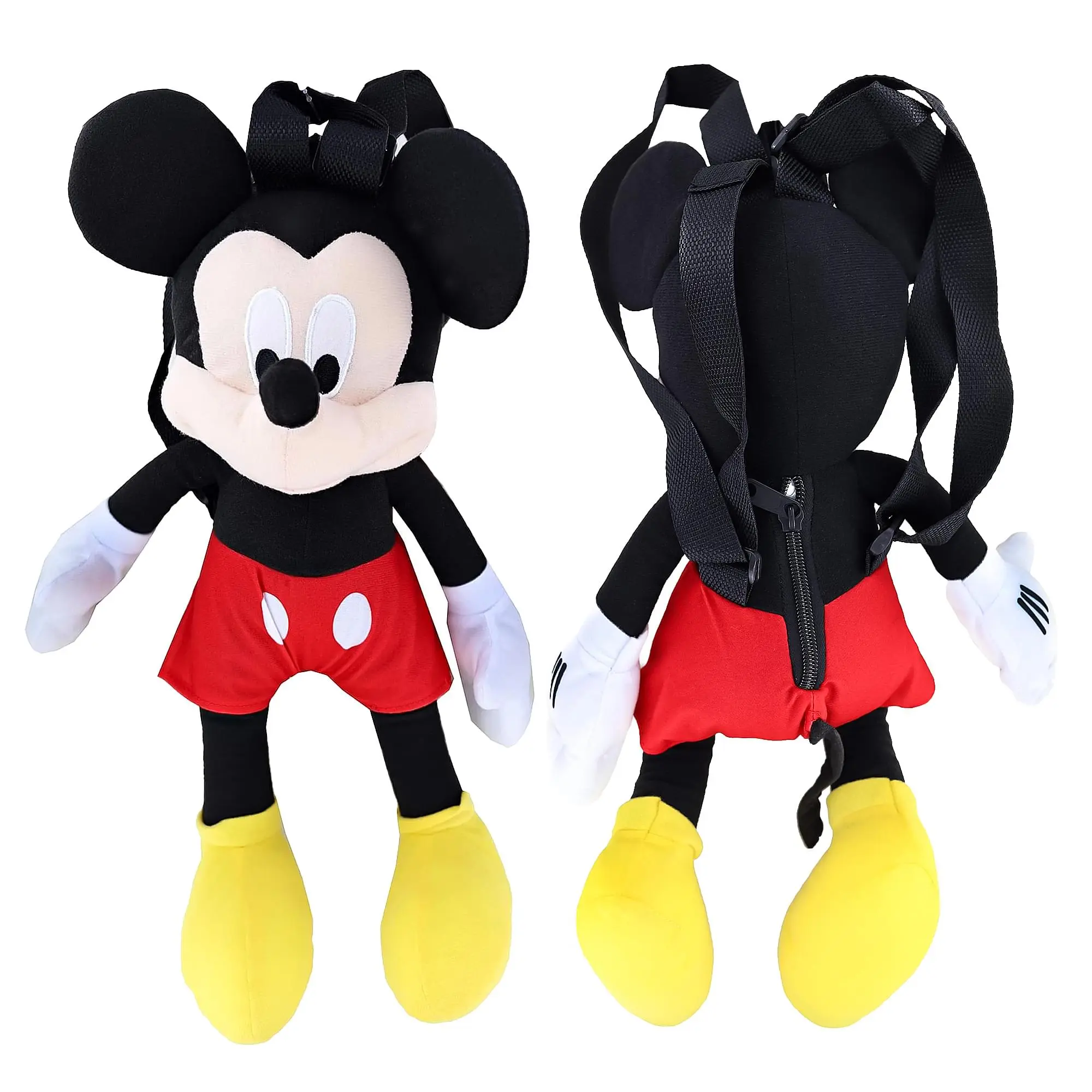 Officially Licensed Disney Mickey Mouse 15" Plush Backpack - Soft Plush, Adjustable Shoulder Straps, Zippered Main Compartment