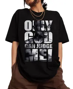 Cotton Short Sleeve Tee Letter Print "Only God Can Judge Me"  Shirt.Graphic Tee, Tupac Shakur Shirt, 2Pac Shirt, 90s Merch, Hip Hop 90s Legends Shirt, Rapper Shirt, Rapper Merch Fabric Menswear Top T-Shirt