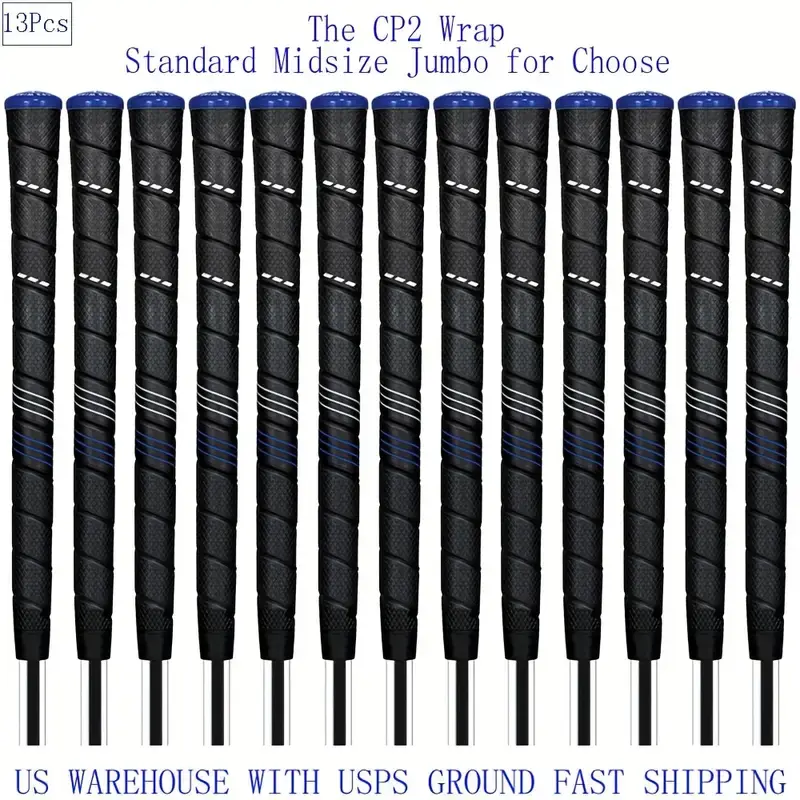 The CP2 Wrap Pro-Grade Golf Grip Bundle 13pcs Jumbo Rubber Standard Midsize Fits Irons & Woods 270mm Length 55g±3 Weight for Youth US Warehouse with USPS Ground Fast Shipping