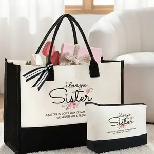 Women's Multifunctional Handbag Set, Letter Print Design, Cartoon Floral & Heart Pattern, Foldable Makeup Bag Included, Cosmetic Pouch, Ideal Gift, Handheld Cosmetic Pouch