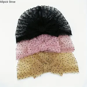 1/3 Pack Summer Ladies Mesh Trend Muslim Hat Sweet Bow Hui Hat Ethnic Headscarf Hat Curved Eid Adha Gift Islamic New Year Gift Worship Hat