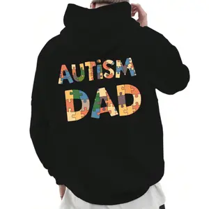 Autism Dad Hoodie – Supportive Puzzle Pattern Hoodie for Fathers, Autism Awareness Gift for Dads, Comfortable Unisex Streetwear, Meaningful Family Support Apparel