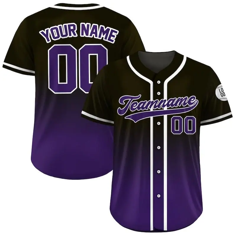 [Customize] Gradient Custom Baseball Jersey with Team Name Number, Personalized Jersey Shirt for Men Women Youth Kid, Gifts for Baseball Fans