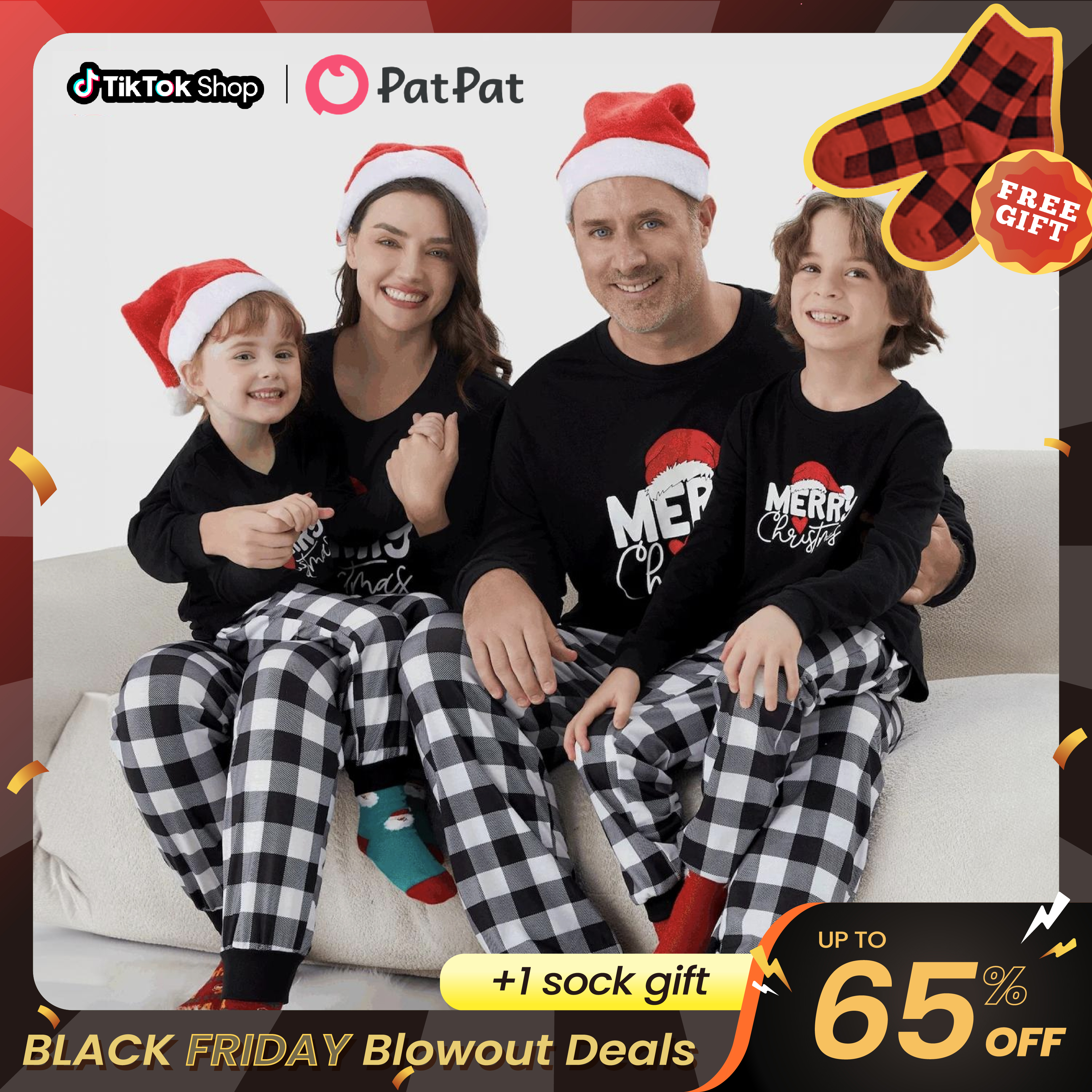 PatPat Christmas Pajamas Soft & Stretchy Family Matching Long Sleeve Sets Glow in the dark Patterned Sleepwear for Women Men Couples Adult Kids,Cute