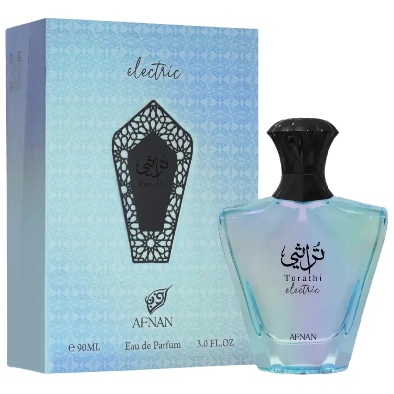 Afnan Turathi Electric Eau de Parfum – 100ml (3.4 fl oz) – Long-Lasting Vibrant Amber Spicy Fragrance for Men