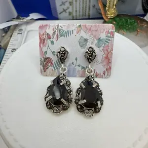 925 sterling silver earrings high quality vintage stile Mexican silver high quality (( aretes de plata Mexicana elegantes piedras finas de zirconia y Tanzanite