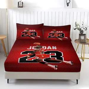 3-Piece Basketball Bed Sheet (Including 1 Bed Sheet And 2 Pillowcases), Bedding, Bedsheet Sets, Perfect For Bedroom Exclusive Decoration For Teenagers And Adults