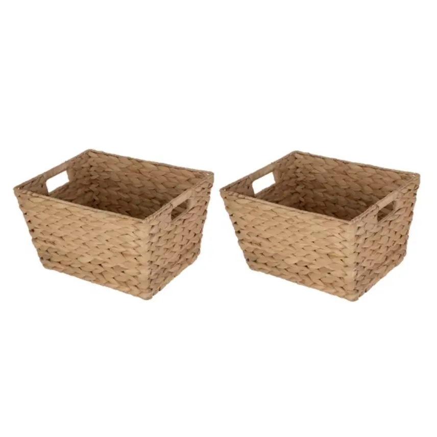 2-Pack Large Hyacinth Storage Baskets with Handles, Home Organizers for Shelves