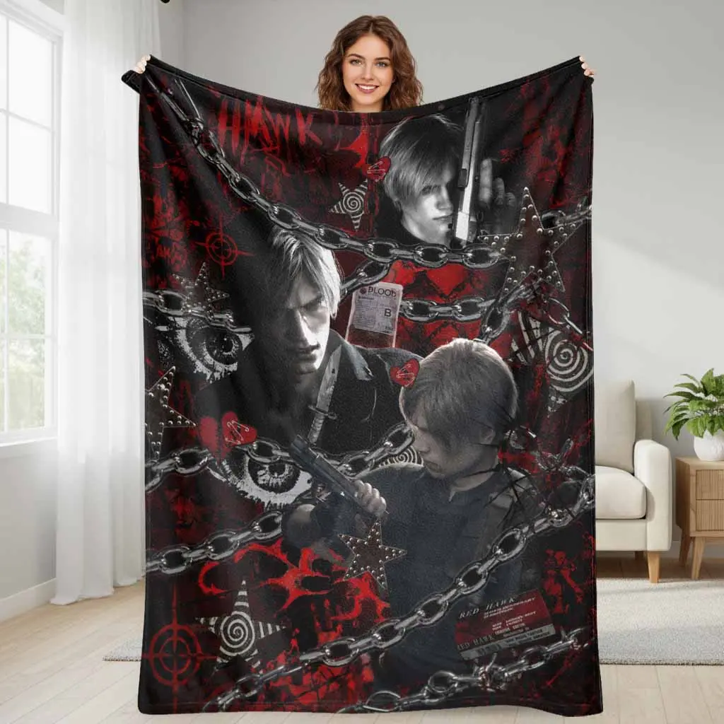 Dark Anime Action Flannel Blanket Gothic Aesthetic Style Soft Warm Plush Throw Microfiber Lightweight Durable Bedding Suitable For Living Room Couch Nap Office Chair Birthday Gift