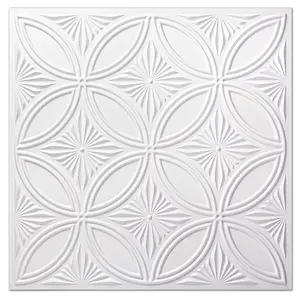 Decorative pvc drop ceiling tile 2ft x 2ft in whiteglue up ceiling panel 24 x 24in12pcs