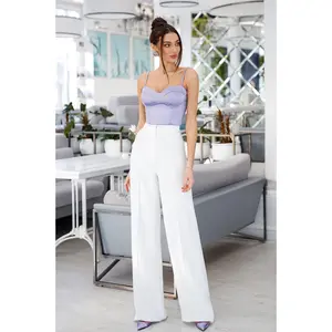White High Waisted Regular Fit Pants