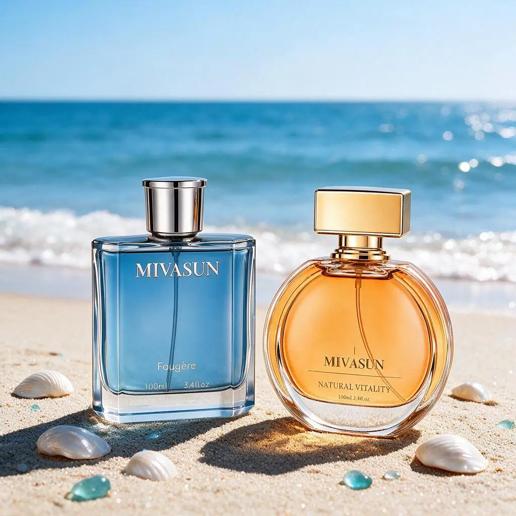 MivaSun Single Set Fragrance - Men's 100ml Midnight Ocean Citrus Aromatic Woody Eau de Parfum (Citrus Lavender, Lemon, Long-Lasting), Women's 3.4 fl oz Cruelty-Free Aromatic Floral Eau de Parfum (Jasmin, Feminine Energy) 100ml Perfume