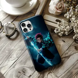 Tanjiro Water Breathing Sword Phone Case, Demon Slayer Anime Phone Cover, Samurai Warrior Lightning Protective Case, Anime Lovers Merch Gift