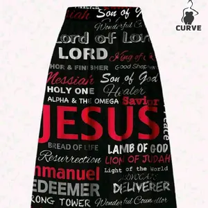 Curve Faith Skirt - Black with Red Jesus Text Design for Faith Wearers