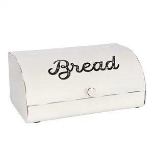 Rustic White Bread Box; Farmhouse  Enamelware Countertop Bread Bin