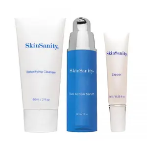 SkinSanity Prebiotics Acne Regimen - All-Natural Detoxifying Cleanser, Dual Action Serum & Zapper for Clear Skin, Vegan & Cruelty-Free