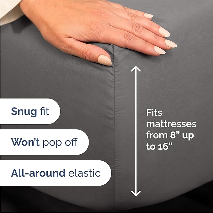 4-Piece Microfiber Sheet Set – 16" Deep Pocket, Soft & Breathable, Wrinkle-Free, Machine Washable – All-Season Luxury Bedding for King/Queen/Full/Twin Sizes, Elegant Three-Line Embroidery, Ultra-Soft Microfiber, Low Maintenance, High Comfort