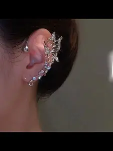 Zircon Butterfly Ear Cuff Clip-On Earrings, Non Piercing Earrings, No Piercing Required, Unique Style Women's Jewelry, Elegant and Trendy Accessory
