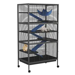 Large 51" Ferret Cage, 6 Tier Small Animal Cage with Wheels, Ramps, Trays & Lockable Doors, Heavy Duty Enclosure Cages for Chinchillas, Guinea Pigs, Rats, Ferrets