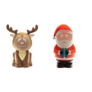 SanTek Claus & Riley The ReinDroid 2-Piece Plastic Ornaments Set, Indoor Christmas Home Use with Built-in Projector Light, Speaker, LED Light, Festive Party Decoration Supplies