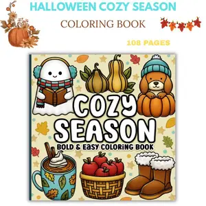 Easy and Bold Coloring Book: Fall, Autumn and Halloween Designs for Adults, Teens, Kids and Seniors | Simple Cozy Season Coloring Pages for Relaxation and Stress Relief