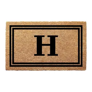 Personalized Monogram Doormat with Double Frame - 3 Sizes - Natural Coconut Coir, Long Lasting, Durable