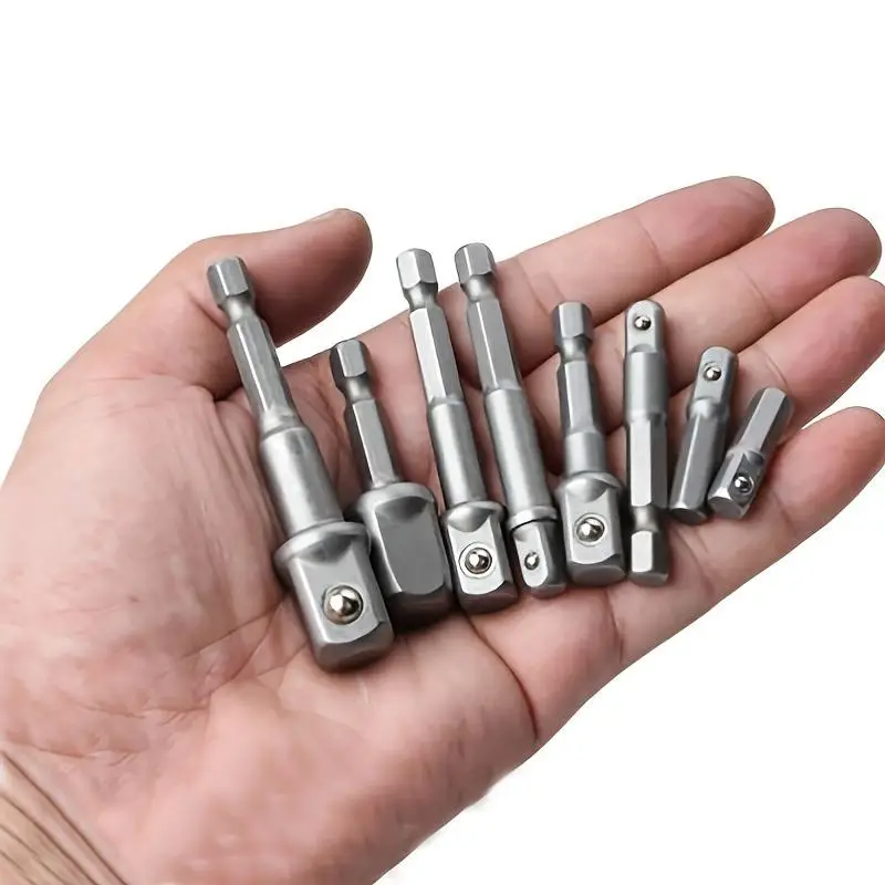 Drill Socket Adapter Set, Hex Shank Extension for Impact Drivers, 1/2'' 3/8'' 1/4'' Square Bit Adapter Set, Power Tool Accessories
