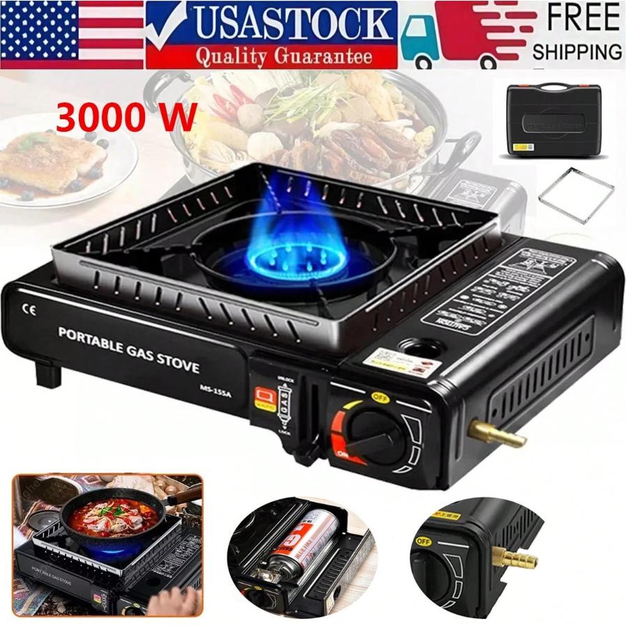 Propane & Butane Camping Stove Windproof Fire Dual Fuel Brass Cooking Burner 3000W, Portable Camping Stove For Outdoor Cooking