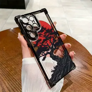 Japan Black Sacred Tree Phone Case Compatible with Samsung Galaxy S25 S24 S23 S22 S21 FE Ultra Plus 4G 5G Shockproof Transparent Soft Back Cover
