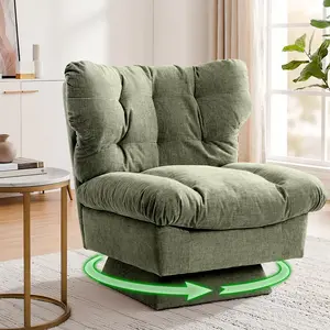 Garvee Chenille Swivel Accent Chair with 360° Rotation, Oversize Base, Extended 20.8in Seat, Cozy Cotton Filling, Supports up to 300Lb - Ideal for Living Room, Bedroom, Office