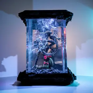 Ali.en vs Pre.dator Resin Diorama, Handcrafted Xeno.morph vs Pre.dator Ornament, Epic Sci-Fi Movie Figurine, Unique Desk Decor, Artisan Gift for Him