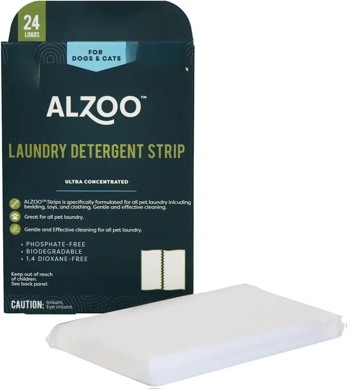 Laundry Detergent Strips For Pet Laundry, Removes Dirt, Odors and Stains, Fragrance Free, 12 Sheets